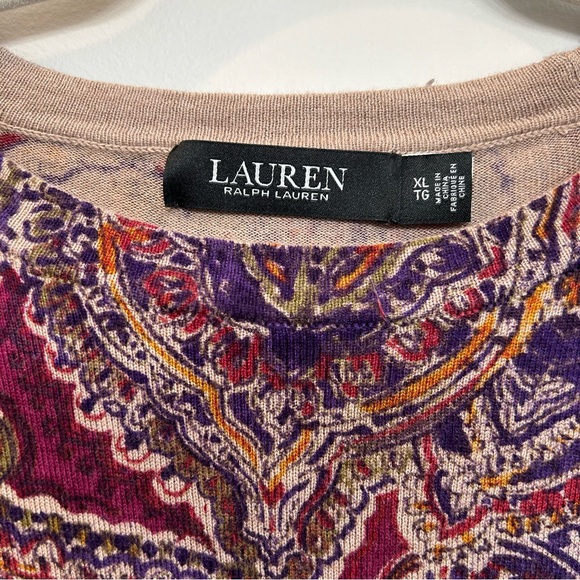 Lauren Ralph Lauren Woman’s Paisley Crew Neck Long Sleeve Sweater Size XL - Picture 2 of 10
